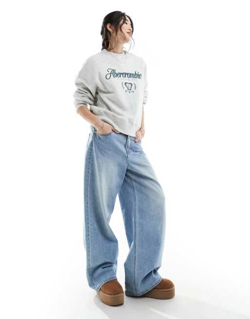Felpa grigia abercrombie top