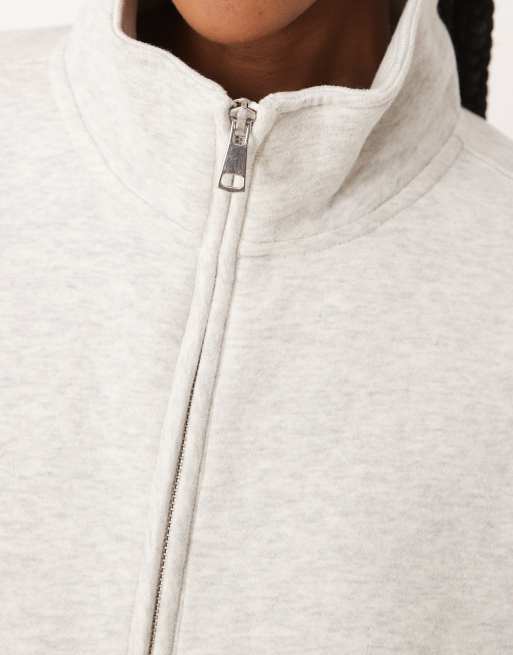 Abercrombie & Fitch - Felpa grigia con zip corta, 4 di 4
