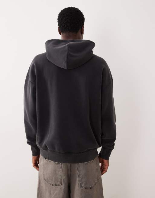 Abercrombie & Fitch - Felpa nera con cappuccio e logo applicato, 3 di 5