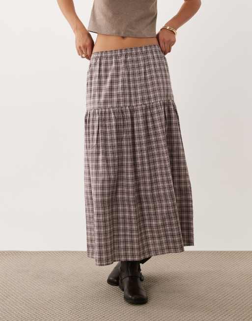 Abercrombie & Fitch flagrende maxinederdel i brun tern, 3 af 5