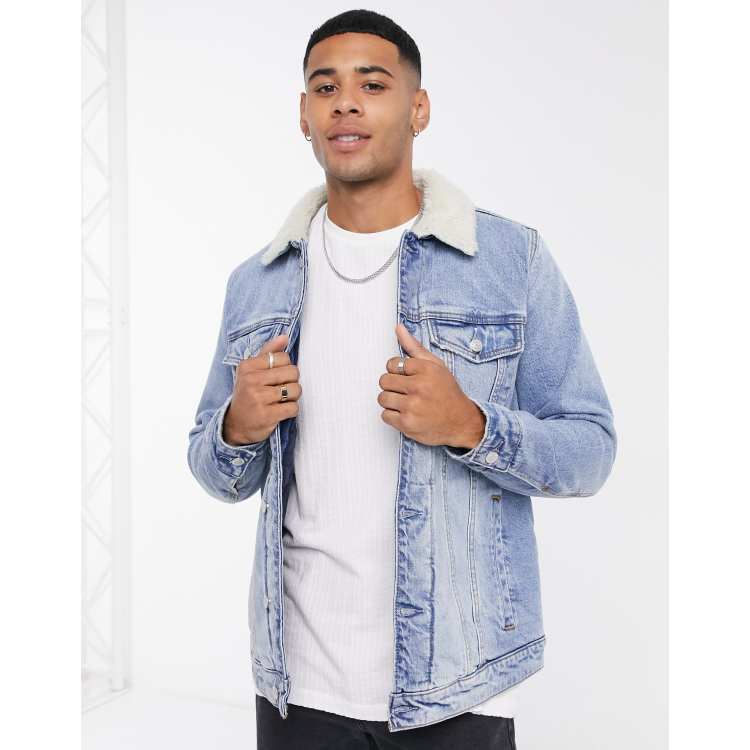 Abercrombie denim sherpa store jacket