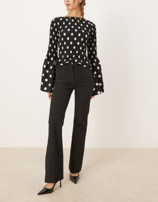 Abercrombie & Fitch Flared Tailored Pants In Black