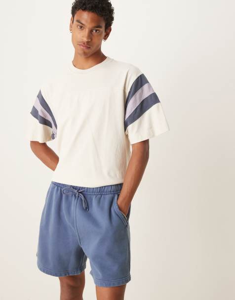 Abercrombie & Fitch fleece drawstring shorts in vintage indigo - view 1