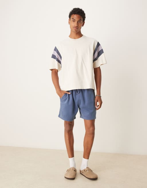 Abercrombie & Fitch fleece drawstring shorts in vintage indigo, 2 of 5