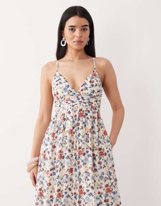 Abercrombie & Fitch – Fließendes Maxikleid mit Blumenmuster, V-Ausschnitt und integriertem BH, 2 von 4