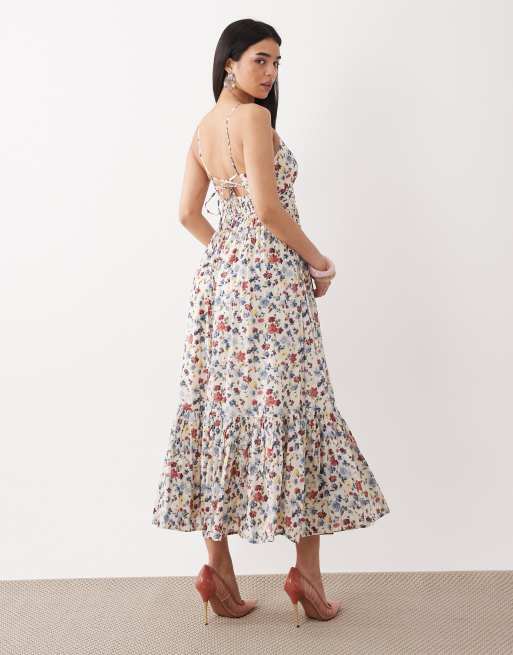 Abercrombie & Fitch – Fließendes Maxikleid mit Blumenmuster, V-Ausschnitt und integriertem BH, 4 von 4