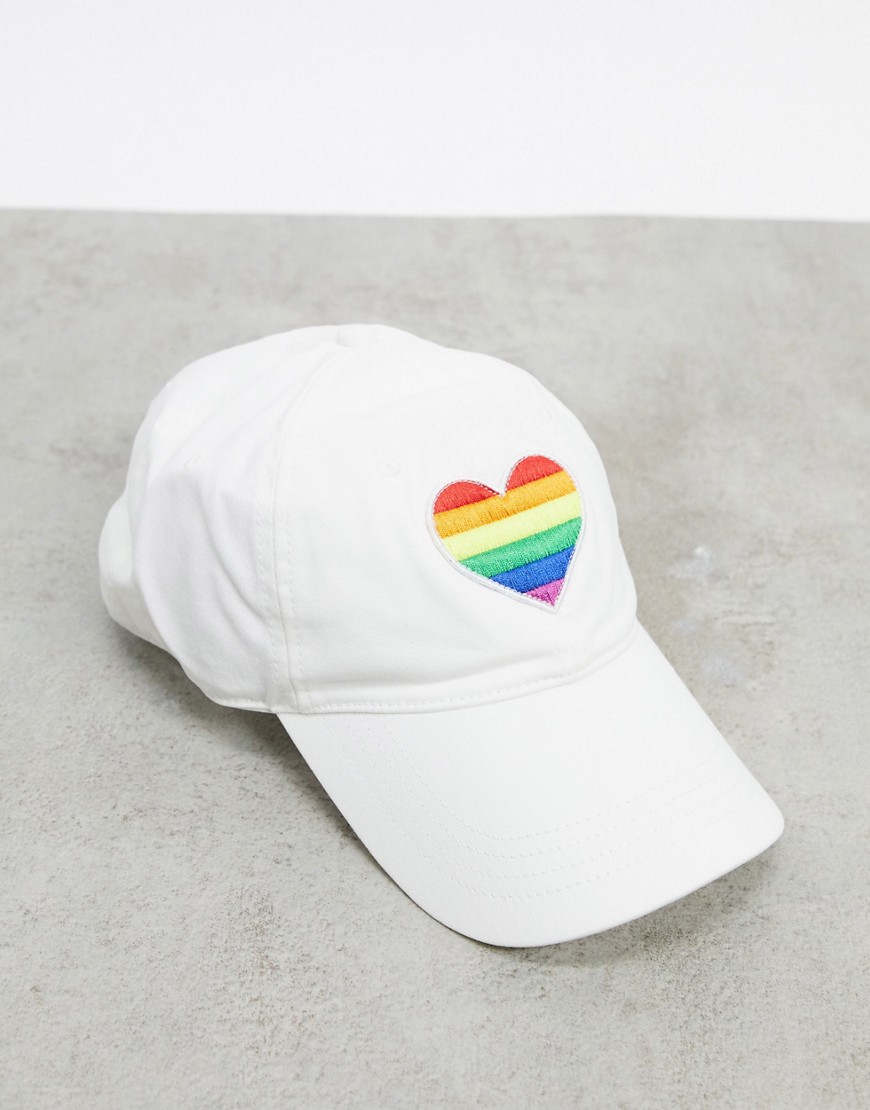 Abercrombie & Fitch Flip Sequin Heart Dad Hat In White-multi