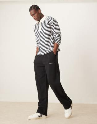 Abercrombie & Fitch Abercrombie & Fitch flocked timeless logo open hem joggers in black co-ord