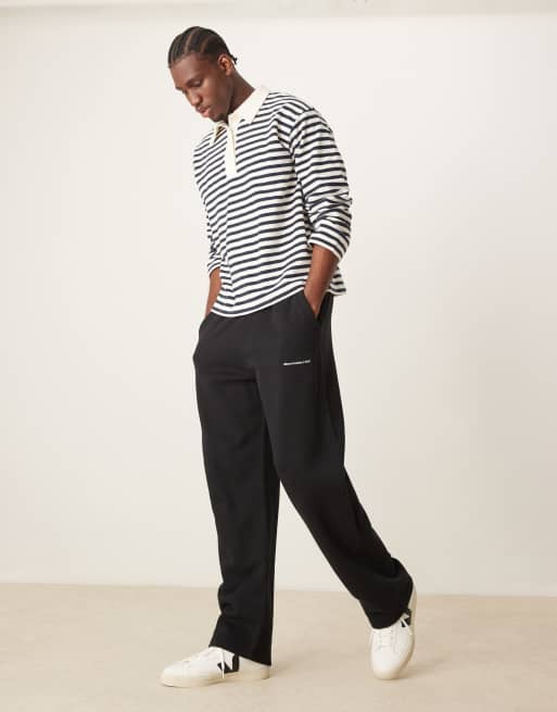 Abercrombie & Fitch flocked timeless logo open hem trackies in black (part of a set)