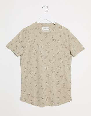 Abercrombie & Fitch floral logo t-shirt in tan | ASOS