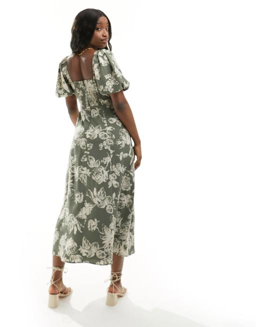 Floral Dress With Puff Sleeves Abercrombie Fitch Floral Puff