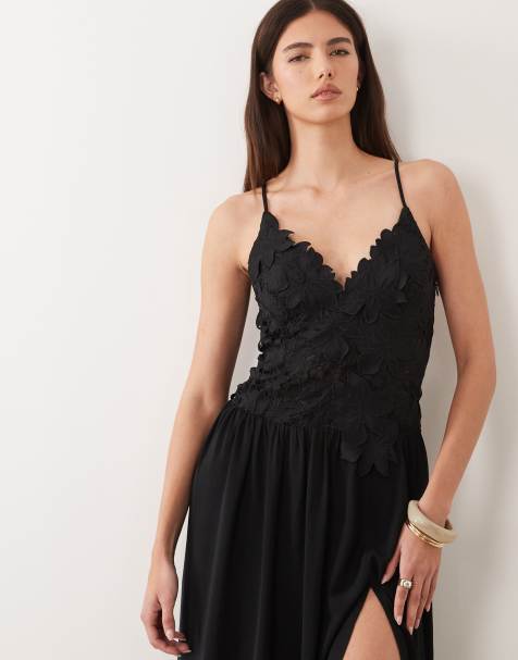 Abercrombie & Fitch flowy lace maxi dress in black - view 1