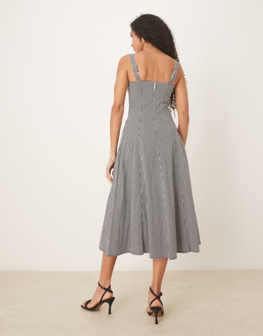 Abercrombie & Fitch flowy midi dress in black gingham