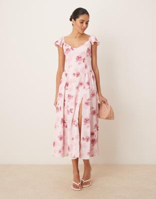 ABERCROMBIE & FITCH FLUTTER SLEEVE DIPPED WAIST MAXI GOWN DRESS 
