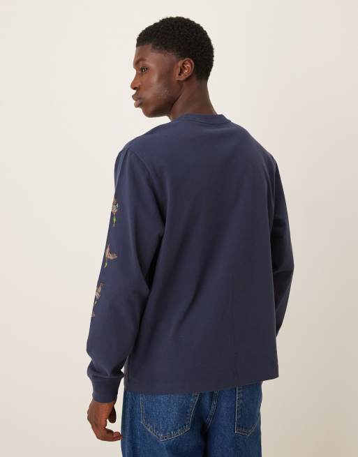 Abercrombie & Fitch flying duck graphic long sleeve top in navy, 3 of 5