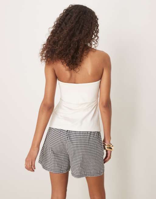 Abercrombie & Fitch foldover longline tube top in cream, 2 of 4