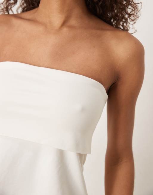 Abercrombie & Fitch foldover longline tube top in cream | ASOS