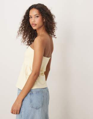Abercrombie & Fitch Foldover Longline Tube Top In Yellow