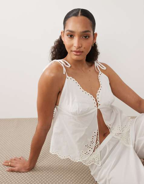 Abercrombie & Fitch – För bruden – Vitt pyjamaslinne, del av set - view 1
