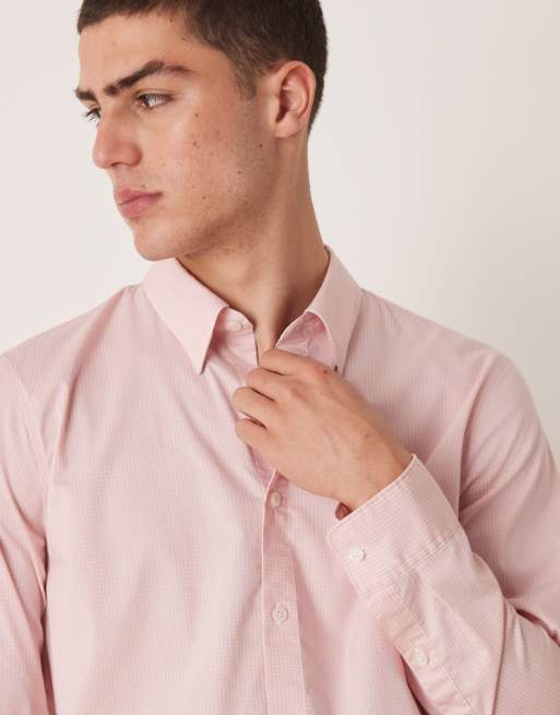 Abercrombie & Fitch formal shirt in light pink check, 3 of 4