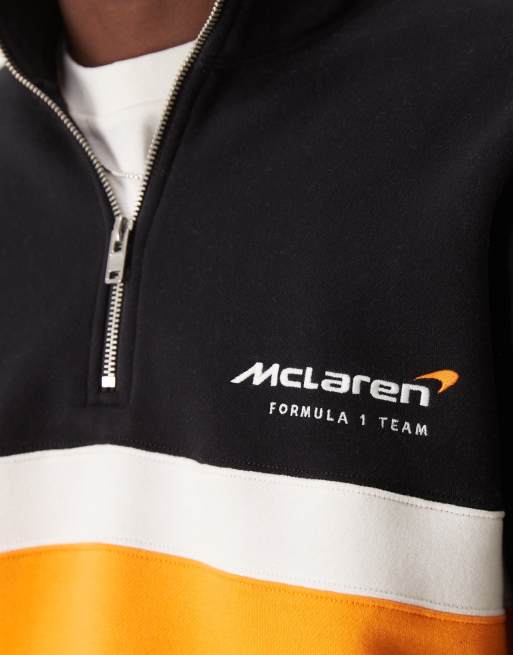 Abercrombie & Fitch Formula 1 Mclaren 1/4 zip collared sweatshirt in black, 3 of 4