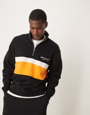 Formula 1 McLaren quarter zip collared sweatshirt in black