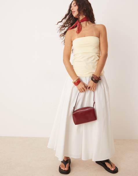Abercrombie & Fitch full maxi skirt with elastic waist in white - view 1