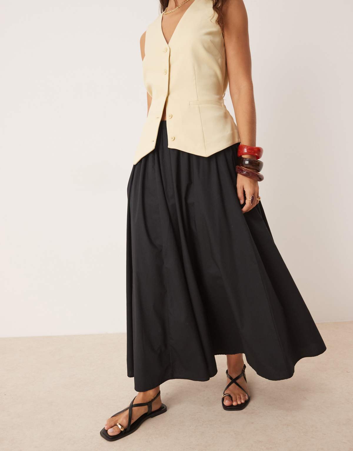 Abercrombie & Fitch full maxi skirt with elasticated waist in black
