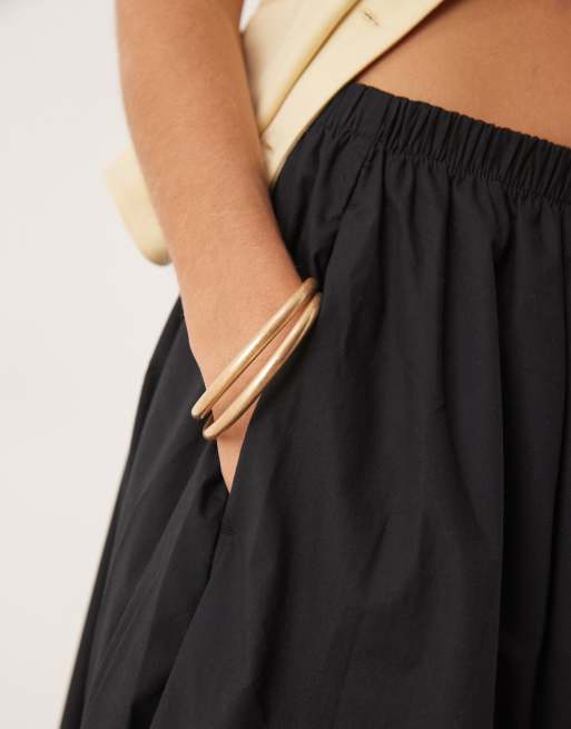 Abercrombie & Fitch full maxi skirt with elasticated waist in black, 3 of 5