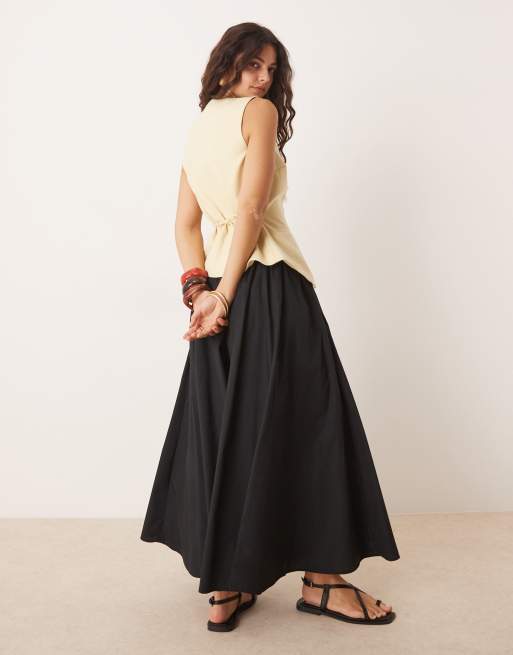 Abercrombie & Fitch full maxi skirt with elasticated waist in black, 4 of 5