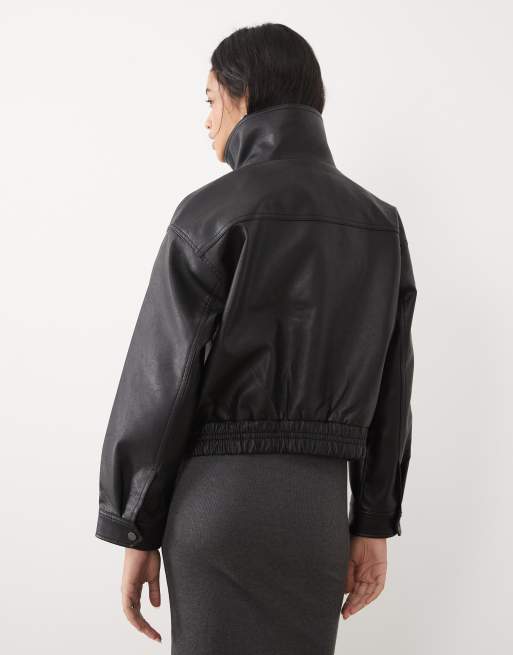 Abercrombie & Fitch funnel neck bomber jacket in black, 4 of 4