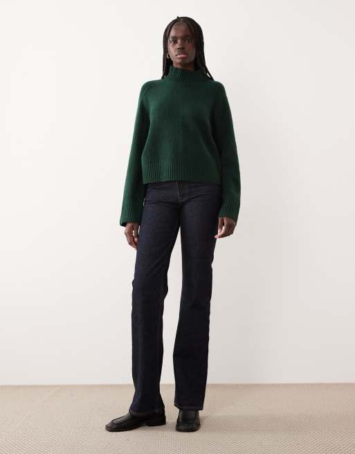 Abercrombie & Fitch funnel neck jumper in green, 4 of 4