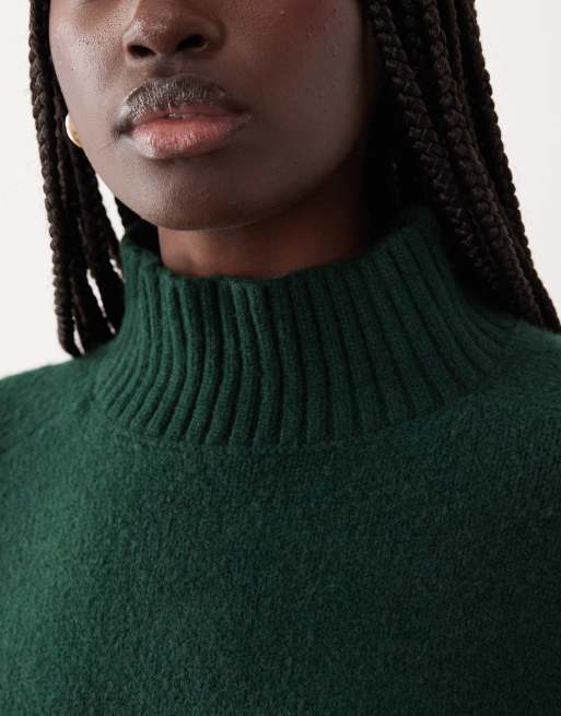 Abercrombie & Fitch funnel neck sweater in green, 3 of 4