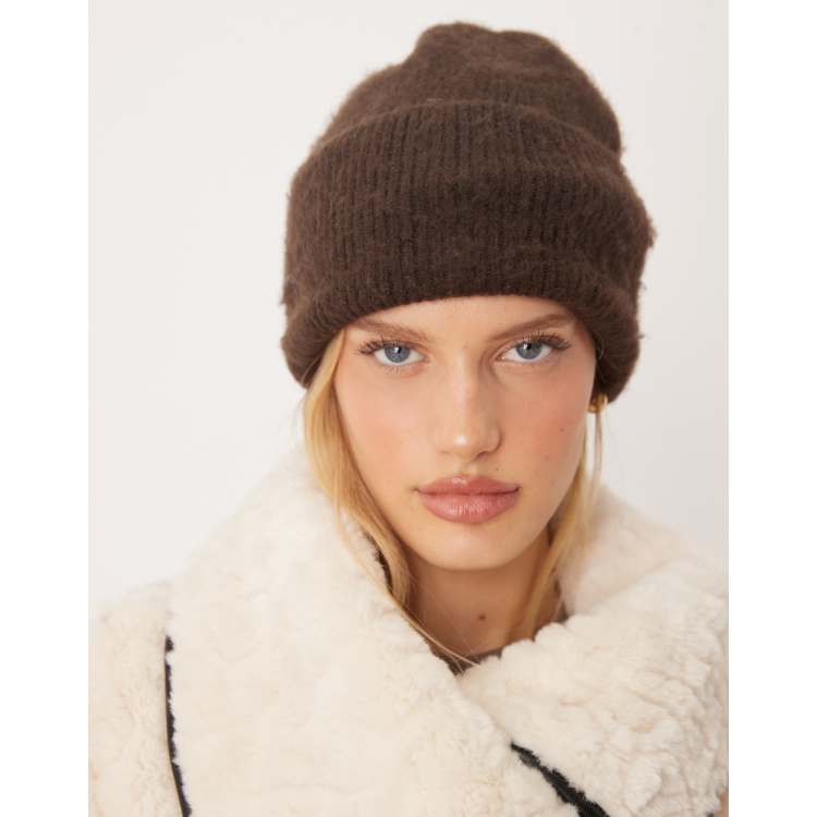 Abercrombie & Fitch fuzzy beanie in brown | ASOS display picture 1