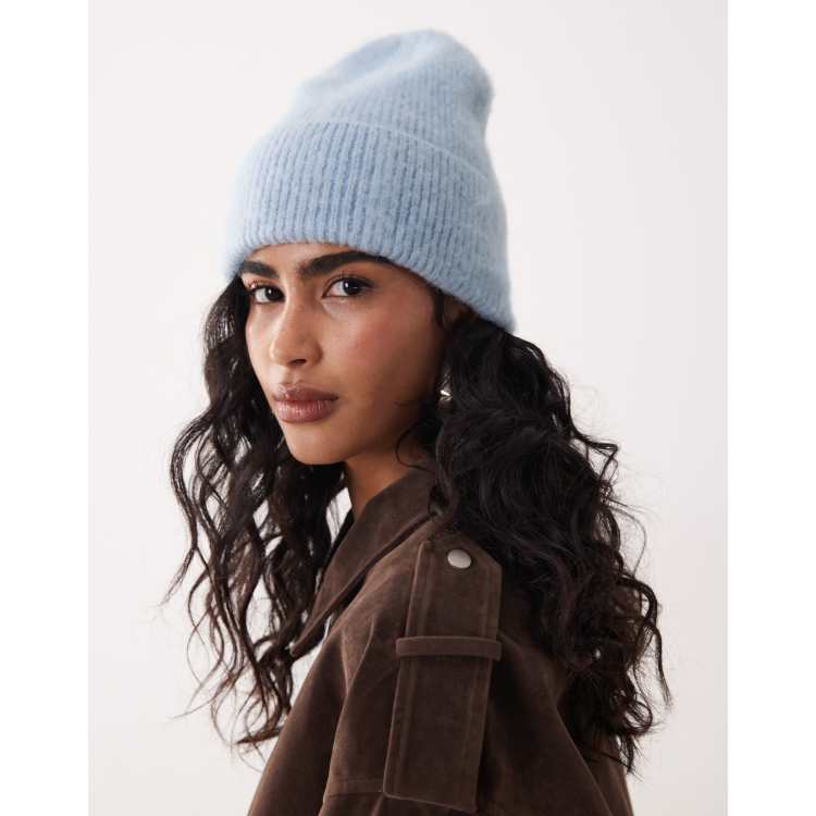 Abercrombie & Fitch fuzzy beanie in light blue | ASOS display picture 1