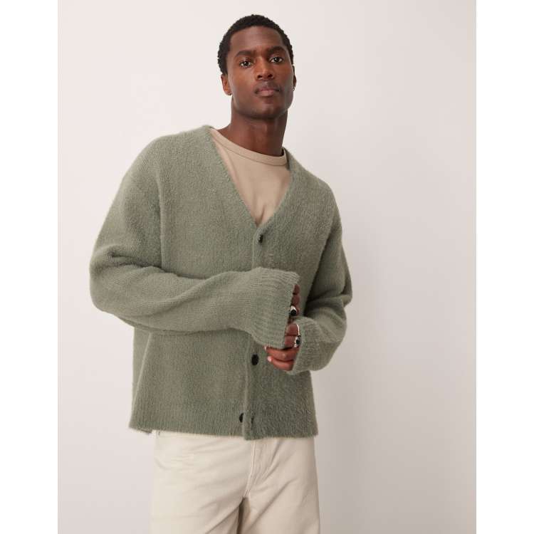 Grey fuzzy cardigan store