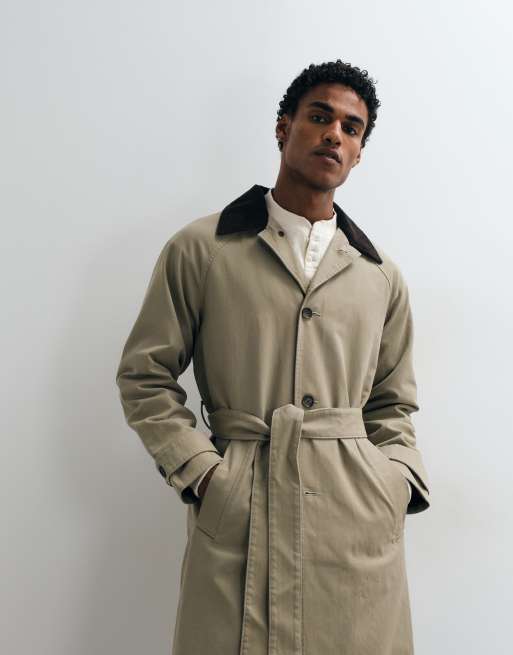 Abercrombie & Fitch - gabardina con cuello de cordón en beige, 2 de 5