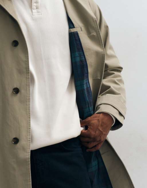 Abercrombie & Fitch - gabardina con cuello de cordón en beige, 4 de 5