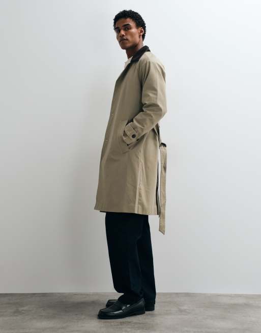 Abercrombie & Fitch - gabardina con cuello de cordón en beige, 5 de 5