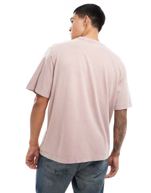 Abercrombie & Fitch – Gładki różowy T-shirt o luźnym kroju w stylu vintage