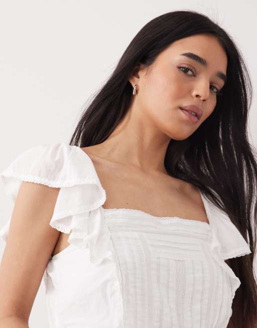 Abercrombie & Fitch - Geborduurde boho mini-jurk met short in wit, 3 van 4