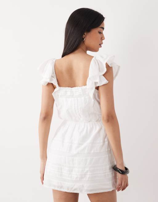 Abercrombie & Fitch - Geborduurde boho mini-jurk met short in wit, 4 van 4