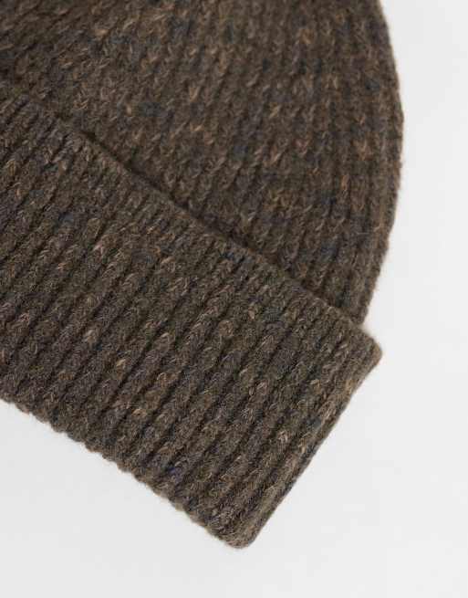 Abercrombie & Fitch gebreide geribbelde beanie in bruin, 3 van 3