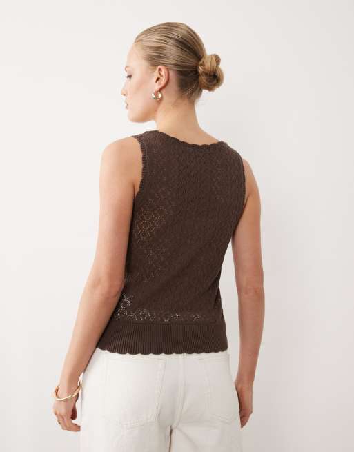 Abercrombie & Fitch - Gehaakte getailleerde top in bruin, 4 van 4
