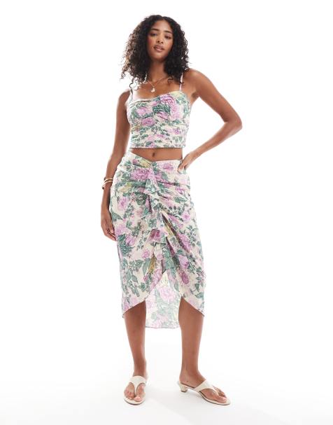 Abercrombie & Fitch - Gekreukte co-ord set met bloemenprint in paars - view 1