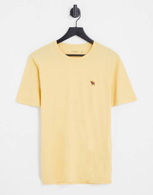 Abercrombie & Fitch – Gelbes T-Shirt mit 3D-Logo