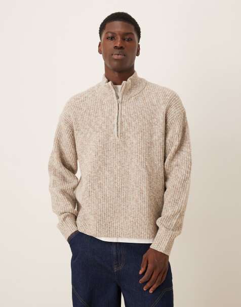 Abercrombie & Fitch – Gemütlicher Strickpullover in Cremeweiß mit kurzem Reißverschluss - view 1
