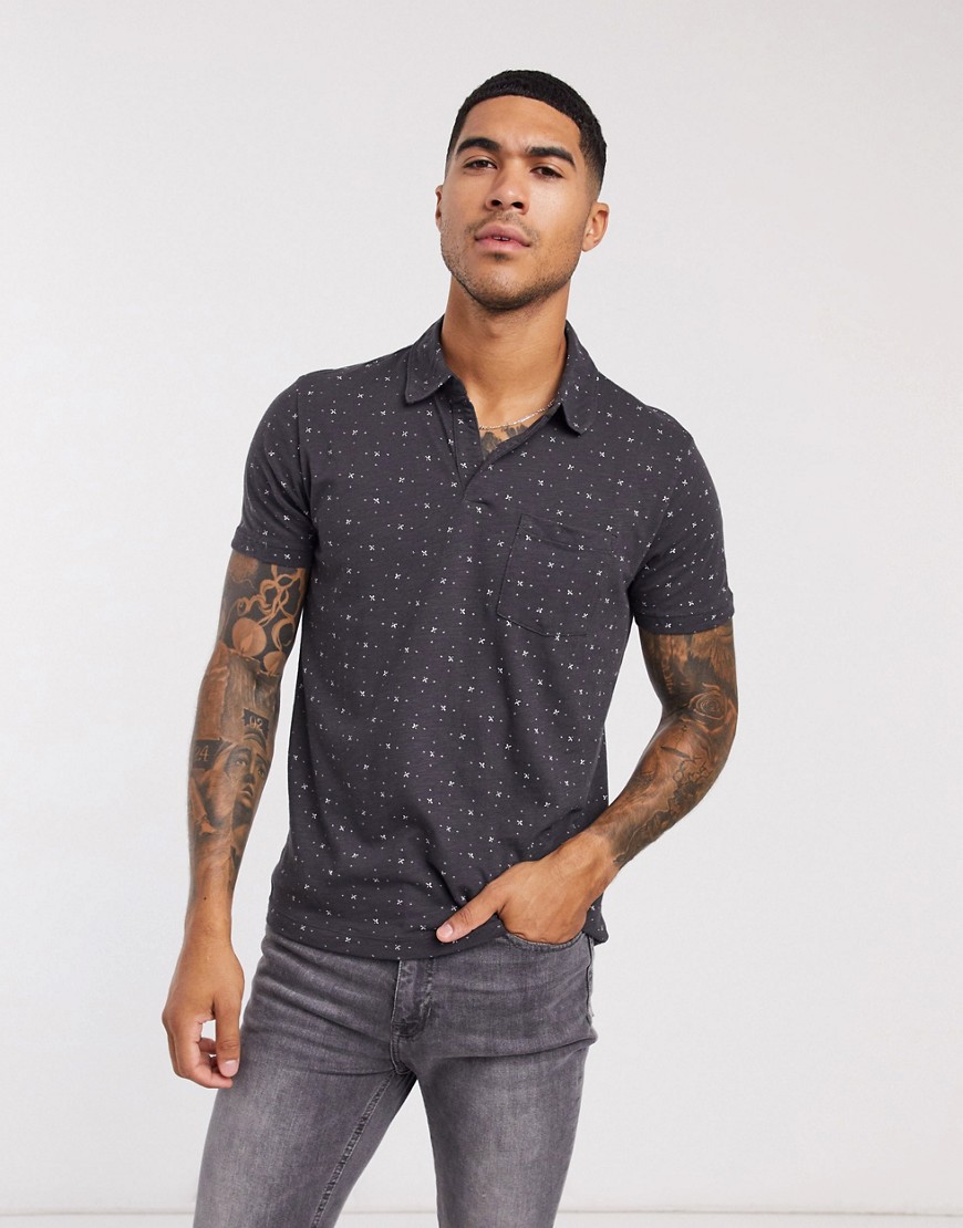 Abercrombie & Fitch geometric polo in black
