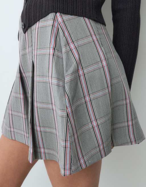 Abercrombie & Fitch geplooide minirokshort met grijze ruit, 4 van 5