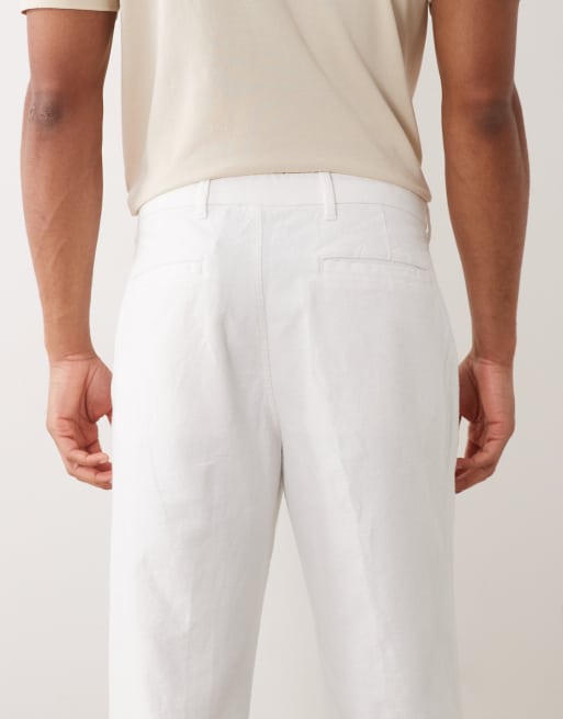 Abercrombie & Fitch – Gerade geschnittene Hose in Weiß mit Bügelfalten, 5 von 5